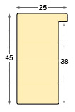 Asta ayous grezza - larghezza mm 25 - altezza mm 45 - Sezione