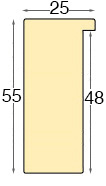 Asta ayous grezza - larghezza mm 25 - altezza mm 55 - Sezione