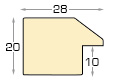 Asta ayous grezza - larghezza mm 28 - altezza mm 20 - Sezione