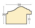 Asta ayous larg. mm 30 - finitura in oro con fascia verde - Sezione