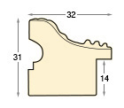 Asta grezza in ayous pastellata - Larghezza 32mm - Altezza 31 - Sezione