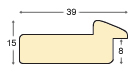 Asta in pino giuntato larg. mm 39 - finitura color ambra e filo oro - Sezione