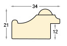 Asta grezza in ayous pastellata - Larghezza 34mm - Altezza 21 - Sezione