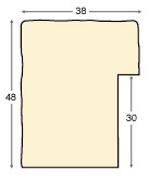 Asta in ayous - Larghezza 38mm Altezza 48 - Crema - Sezione