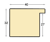 Asta ayous piatta Larg.40mm Alt.32 - Legno naturale - Sezione