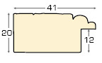 Asta in abete larg.41mm alt.20 - finitura rustica colore terra - Sezione