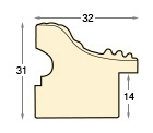 Asta grezza in ayous pastellata - Larghezza 32mm - Altezza 31 - Sezione