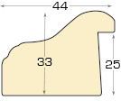 Asta in PVC - Larghezza 44mm Altezza 33 - Oro con fascia biancastra - Sezione