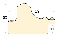 Asta pino giuntato alt. mm35 larg.53 - oro, gola blu, decorazioni - Sezione