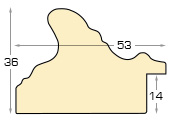 Asta abete giuntato - Larghezza 53mm Altezza 36 - Bianco shabby - Sezione