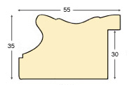 Asta in ayous - Larghezza 55mm Altezza 35 - Oro - Sezione