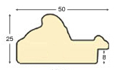 Asta ayous grezza - larghezza mm 50 - altezza mm 25 - Sezione