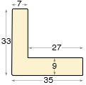 Asta Profilo L - Ayous Larg.mm34 Alt.33 - Bianco - Sezione