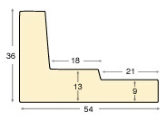 Asta Profilo L - Ayous giuntato Larg.mm54 Alt.36 - Bianco opaco - Sezione