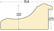 Aste in PVC - Larg.84mm Alt.32mm - Oro con fascia biancastra - Sezione