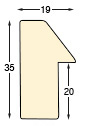 Asta ayous grezza - larghezza mm 19 - altezza mm 35 - Sezione