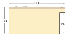 Asta in abete giuntato larg.68 alt.33 - colore caffé espresso - Sezione