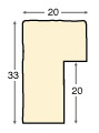 Asta in ayous - Larghezza 20mm Altezza 33 - Prugna - Sezione