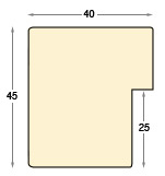 Asta in pino lamellare larg.mm 40 alt.45 - finitura oro - Sezione