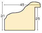 Asta ayous larg.45mm alt.32 - finitura in oro - Sezione