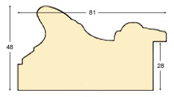 Asta ayous larg.81mm alt.46 - finitura oro - Sezione