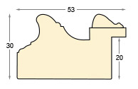 Asta abete lamellare grezza pastellata alt.mm30 larg.53 batt.20 - Sezione