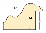 Asta ayous grezza pastellata alt.mm32 larg.47 batt.22 - Sezione