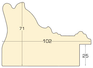 Asta jelutong, larg.102mm Alt.71 - Oro con fascia bianca - Sezione