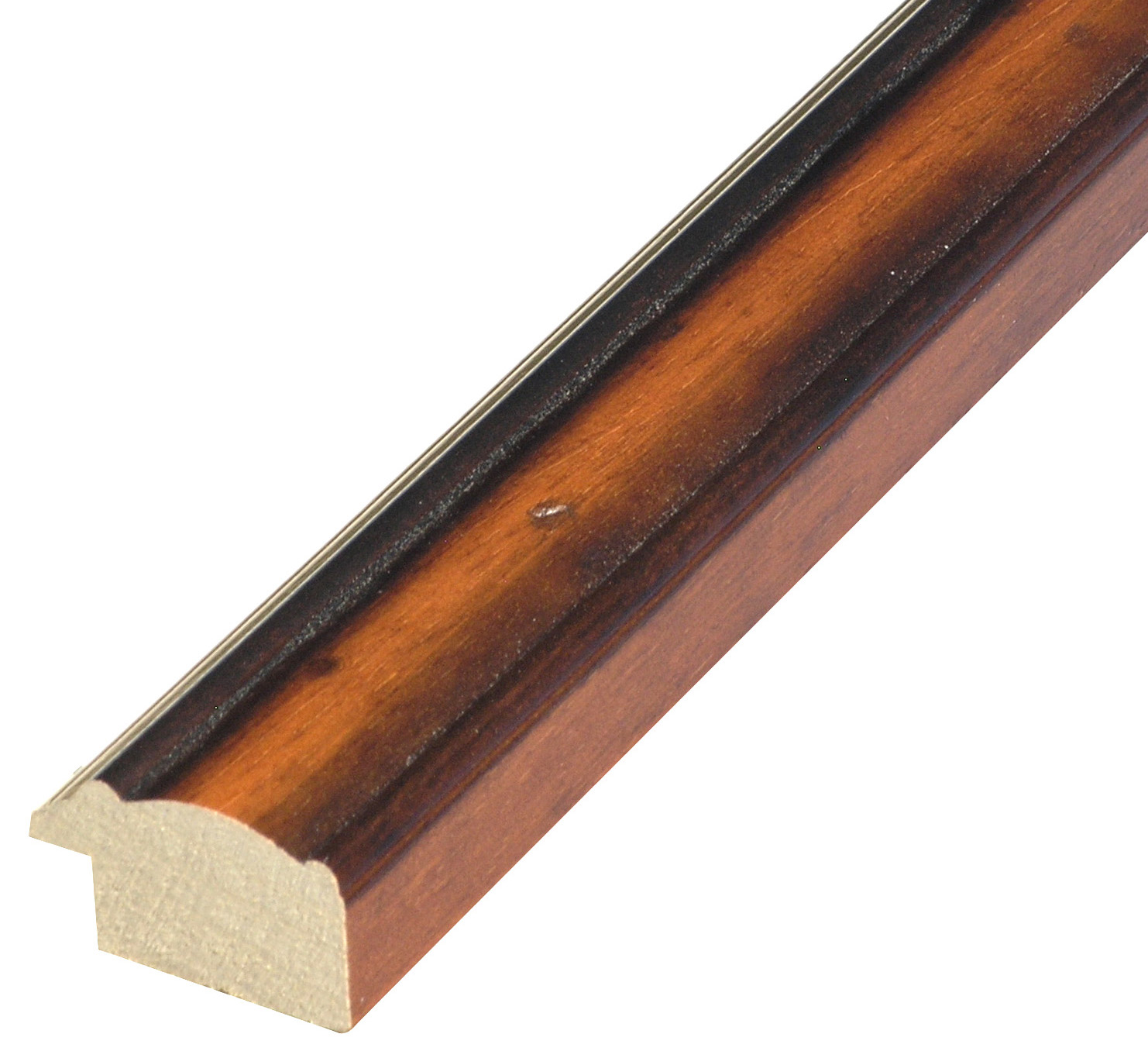 Asta in ayous - Larghezza 32mm Altezza 18 - Noce anticato con filo oro
