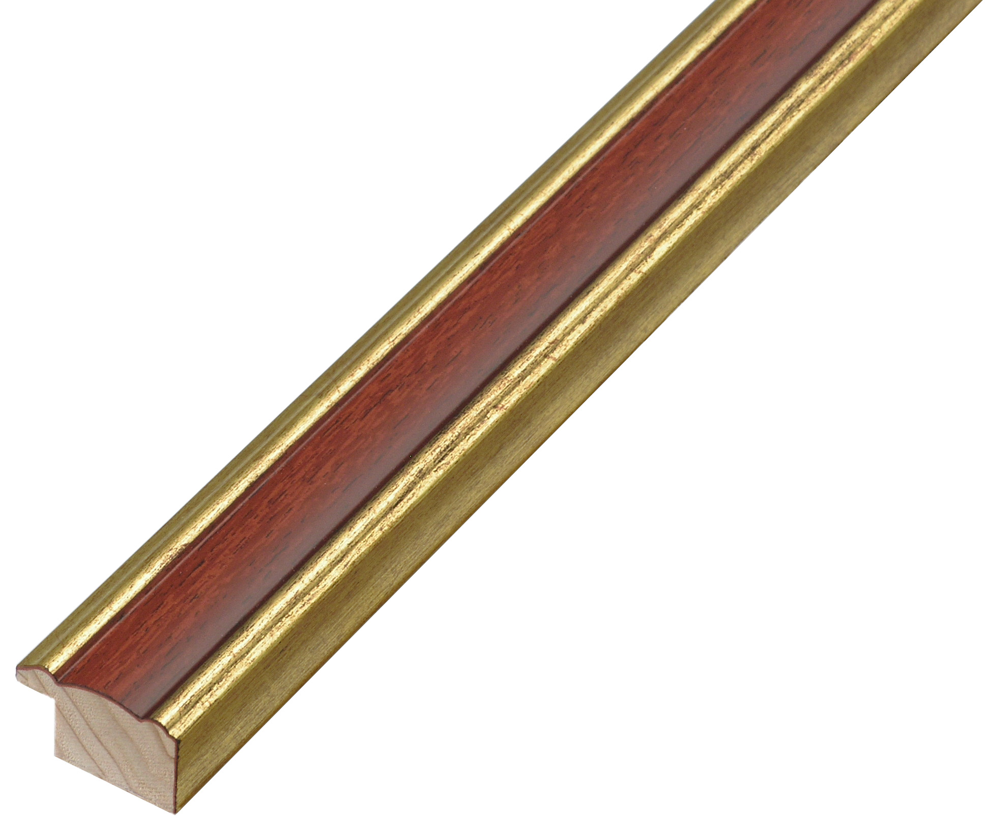 Asta pino giuntato - Larghezza 24mm Altezza 13 - Oro con fascia mogano