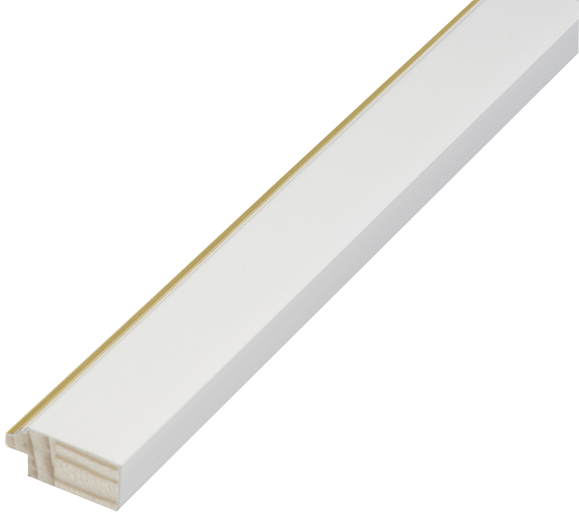 Asta pino giuntato - Larghezza 25mm Altezza 11 - Bianco, filo oro