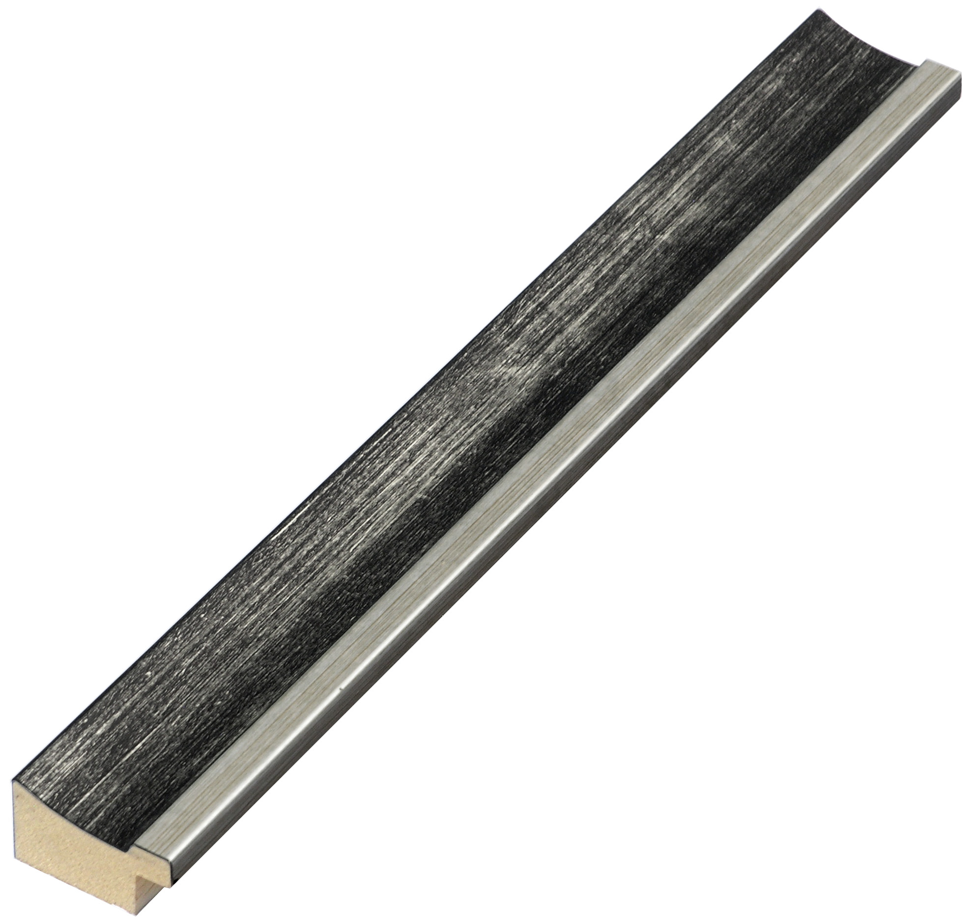 Asta pino giuntato - Larghezza 25mm Altezza 15 - Nera con filo argento