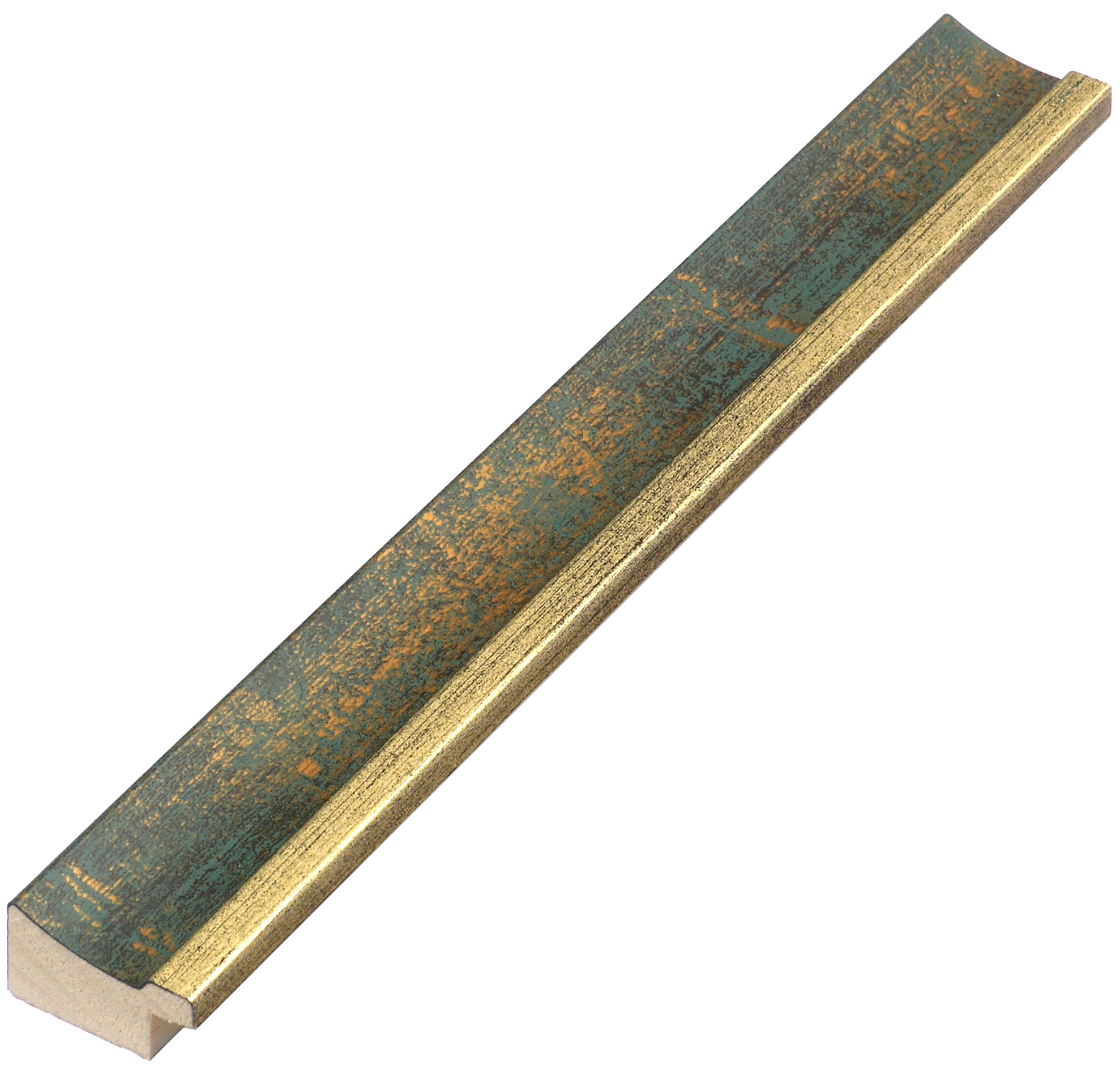 Asta pino giuntato - Larghezza 25mm Altezza 15 - Oro con fascia verde