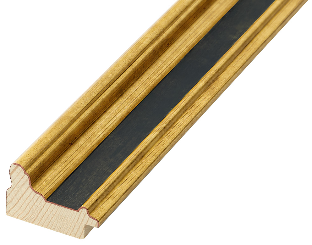 Asta pino giuntato - Larghezza 34mm Altezza 22 - Oro con fascia nera