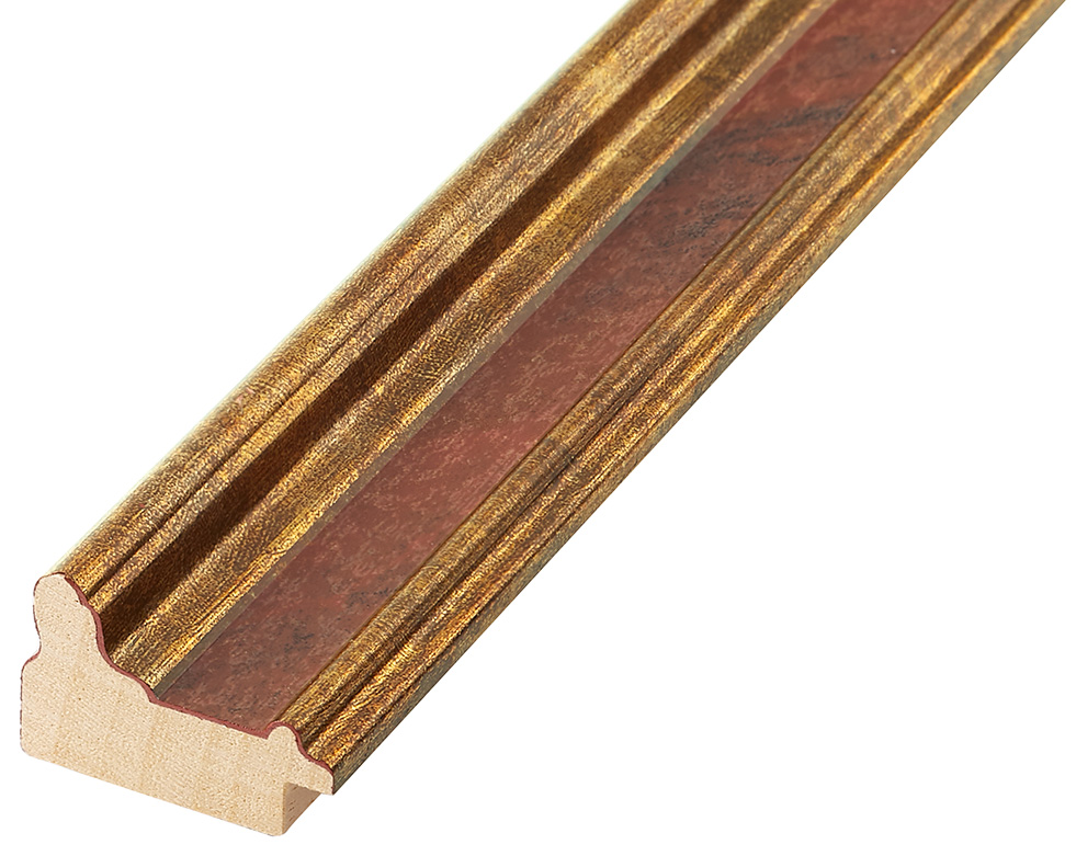 Asta pino giuntato - Larghezza 34mm Altezza 22 - Oro con fascia rossa