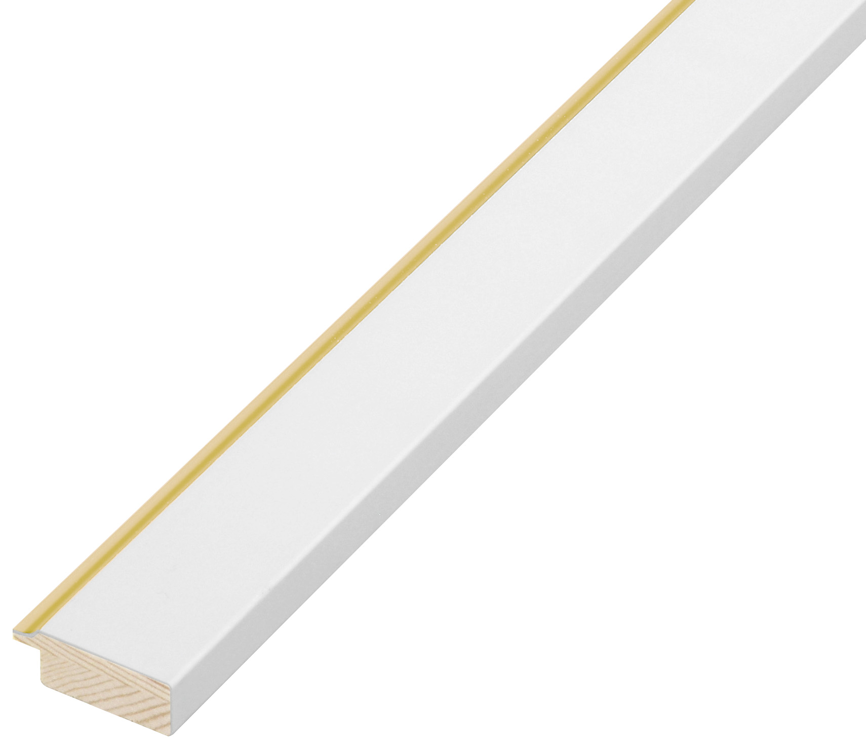 Asta pino giuntato - Larghezza 34mm Altezza 12 - Bianco, filo oro