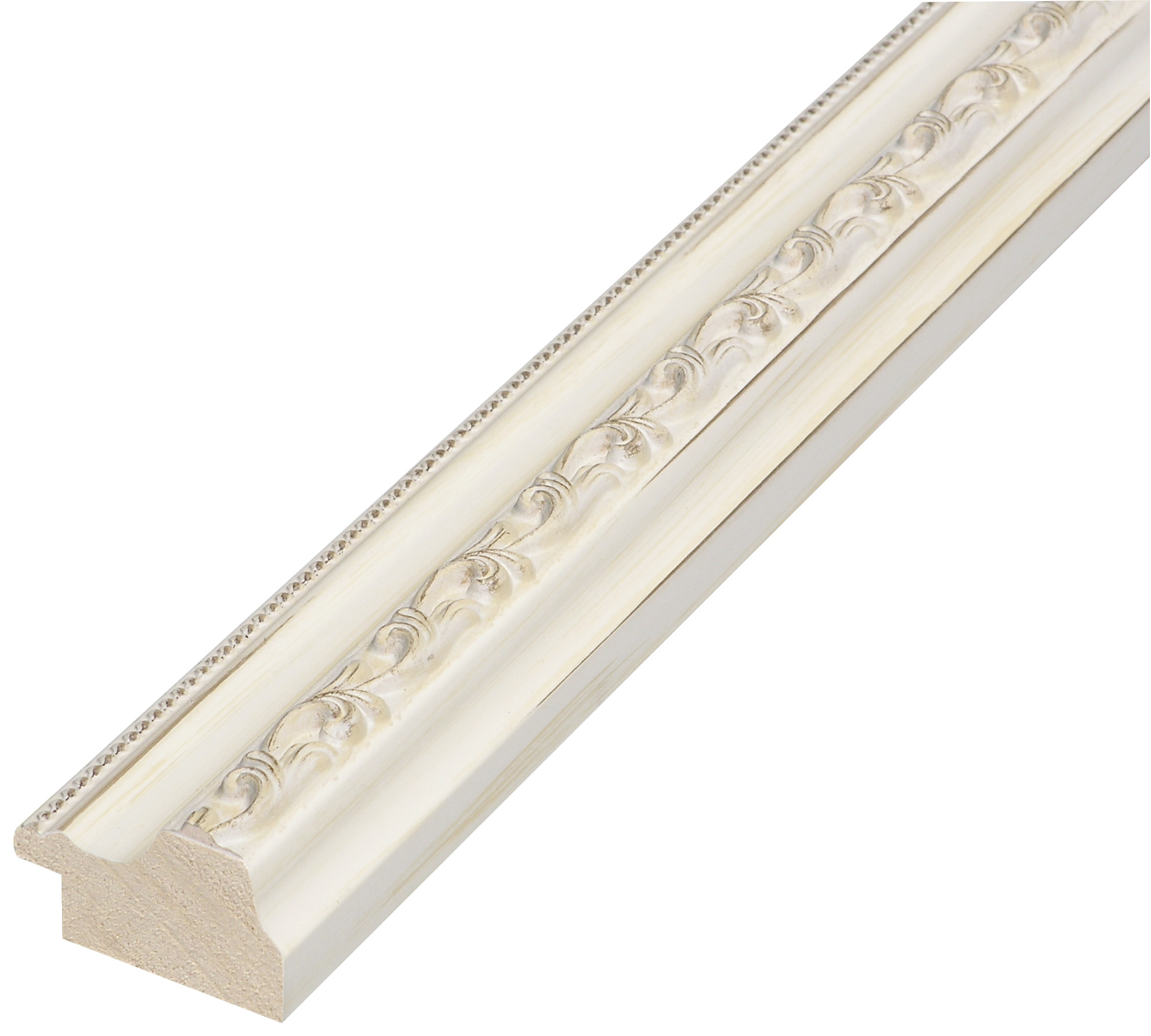 Asta pino giuntato - Larghezza 32mm Altezza 22 - Bianco con decorazioni