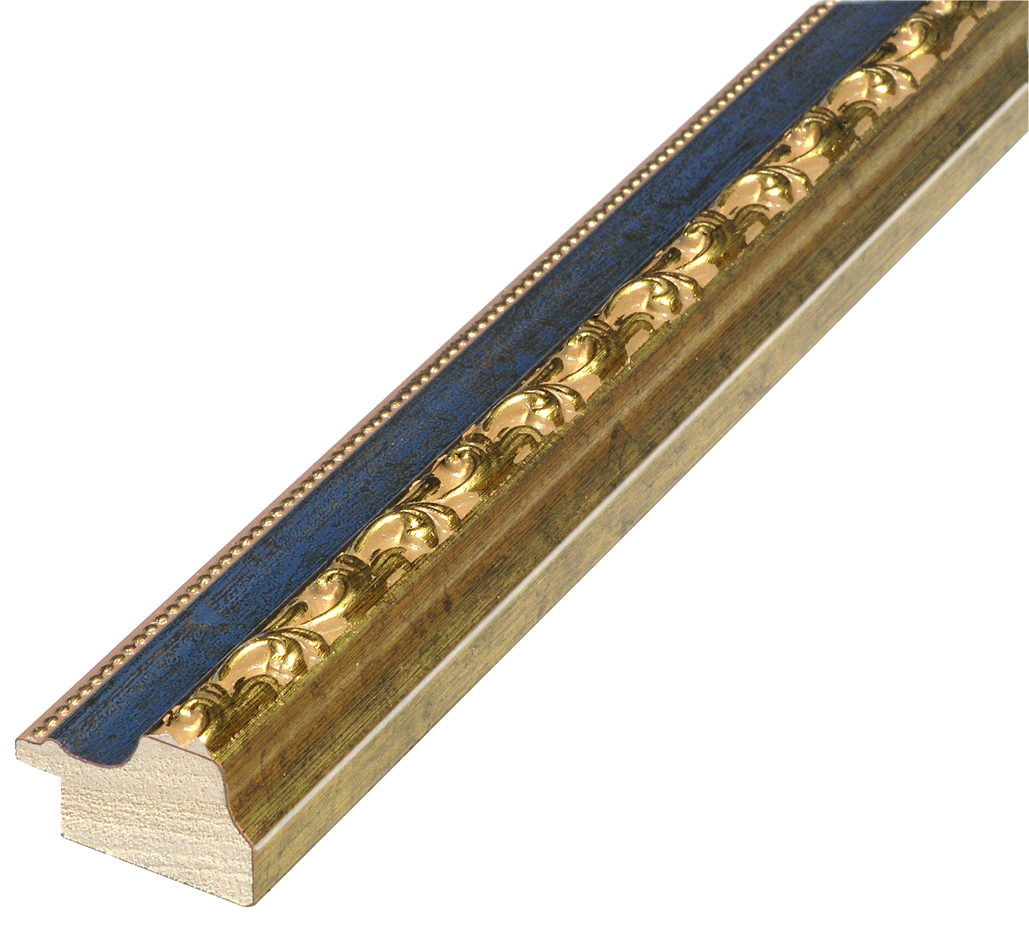 Asta pino giuntato - Larghezza 32mm Altezza 22 - Blu con decorazioni