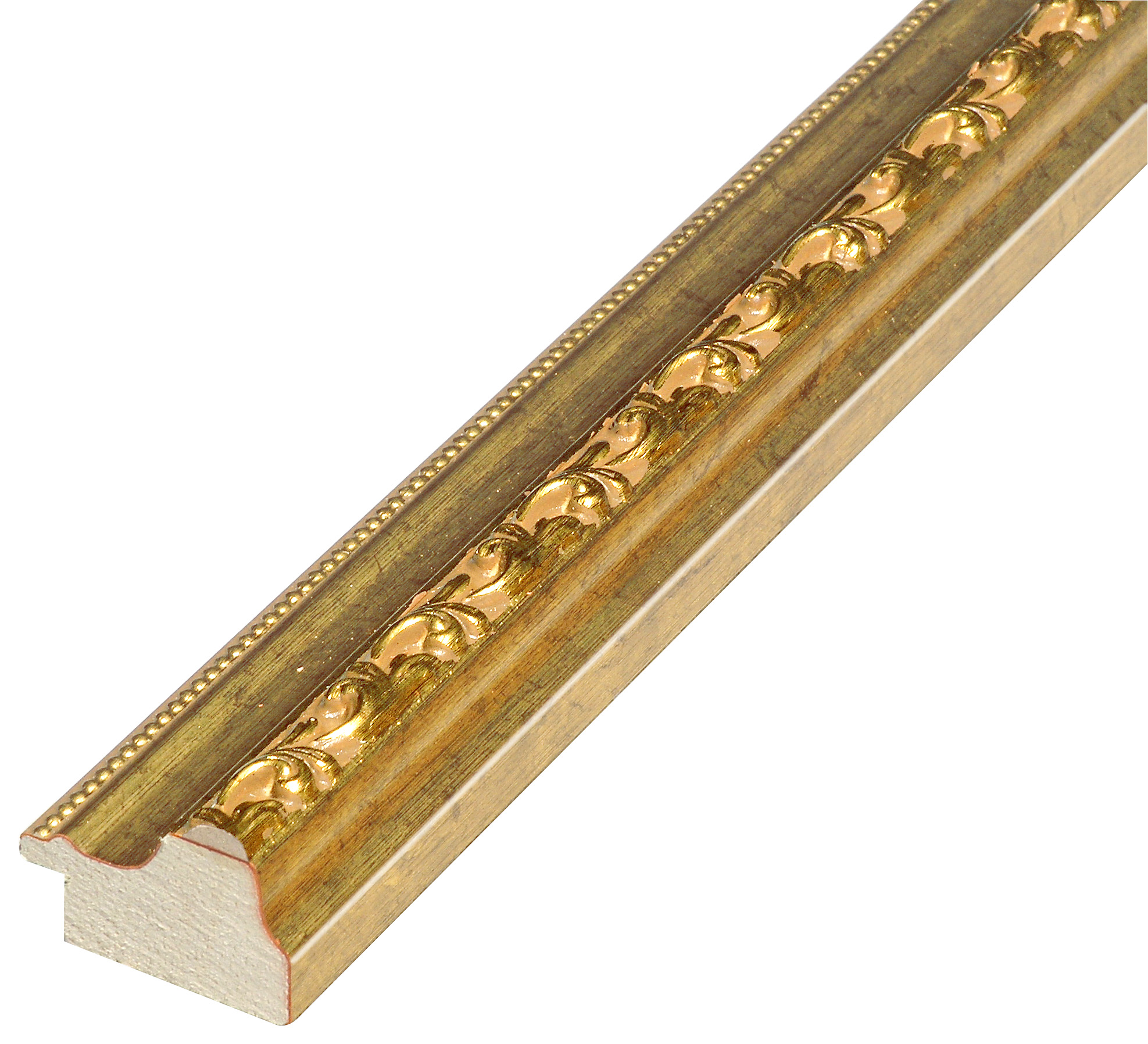 Asta pino giuntato - Larghezza 32mm Altezza 22 - Oro con decorazioni