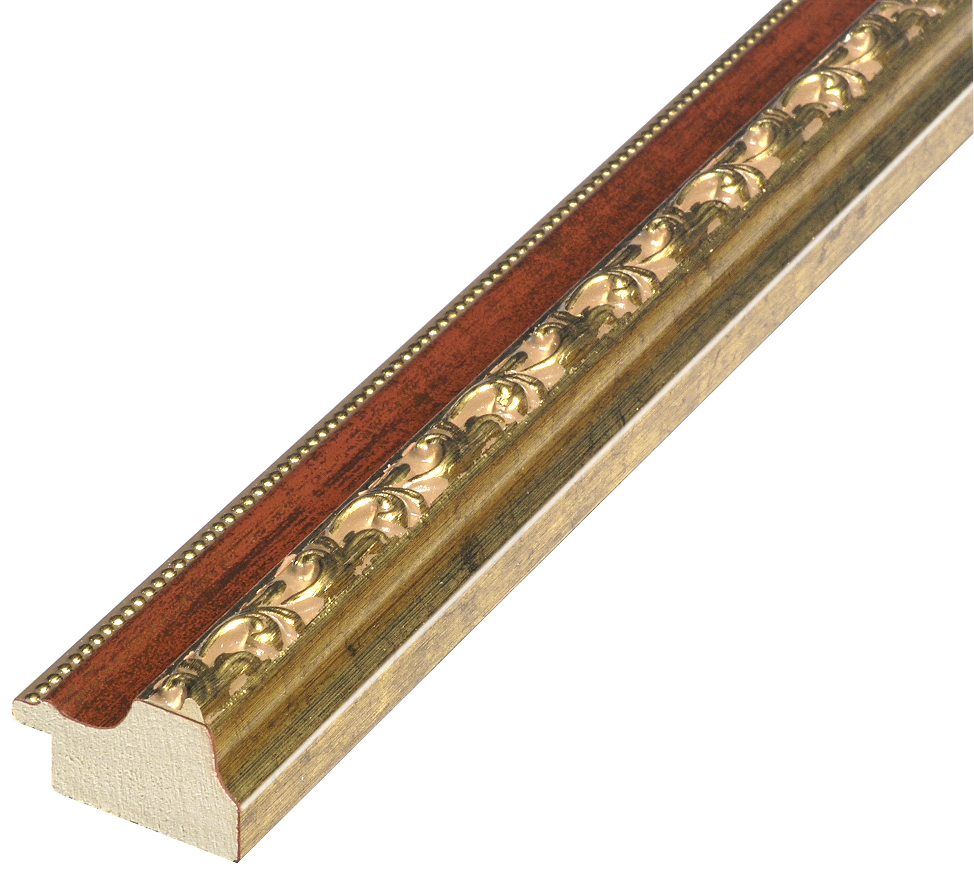 Asta pino giuntato - Larghezza 32mm Altezza 22 - Rosso con decorazioni