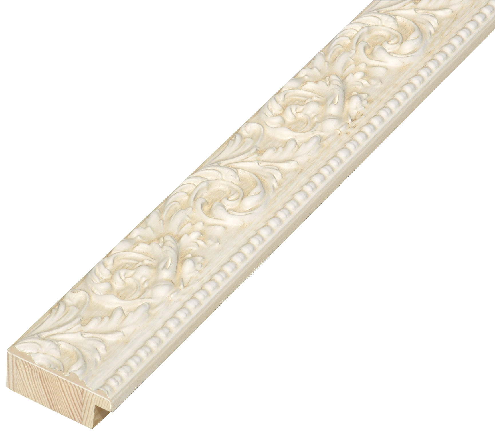 Asta in pino - Larghezza 39mm Altezza 19 - Bianco con decorazioni