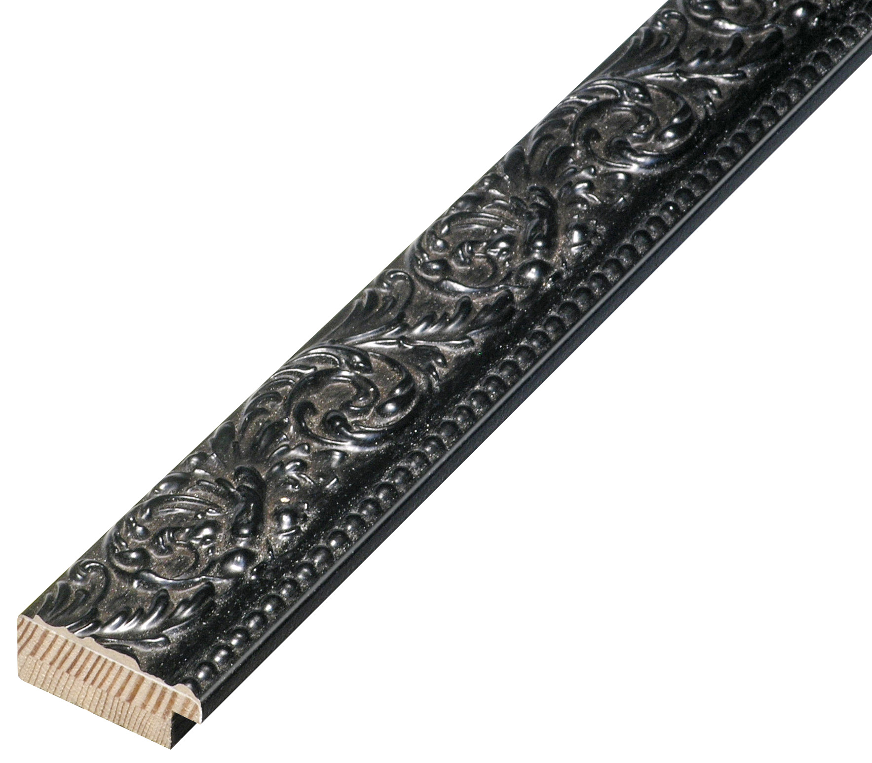 Asta in pino - Larghezza 39mm Altezza 19 - Nero con filo oro