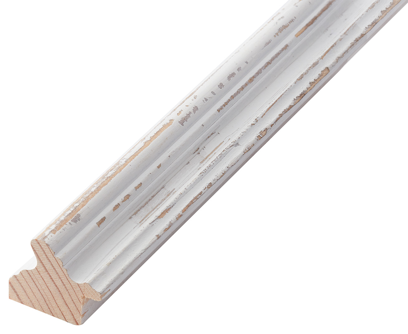 Asta abete giuntato - Larghezza 36mm Altezza 30 - Bianco shabby