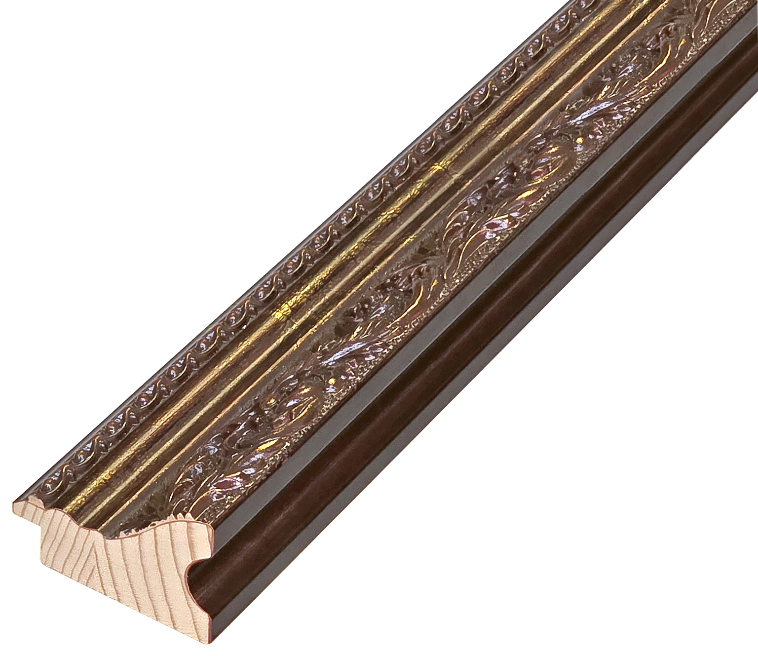 Asta pino giuntato - Largh. 57mm Alt. 38 - Noce con decorazioni