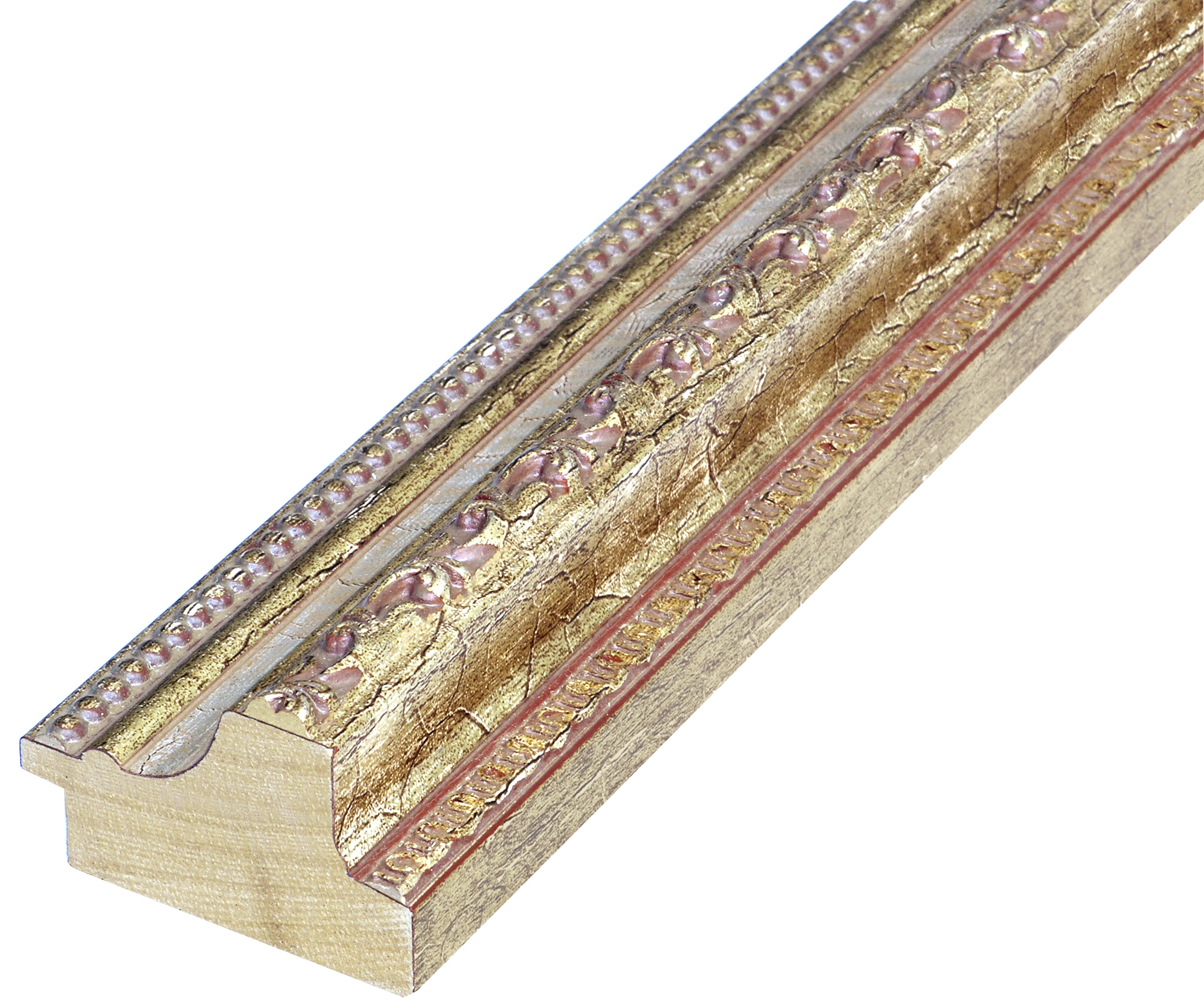 Asta pino giuntato - Larghezza 53mm Altezza 35 - Oro con gola argento