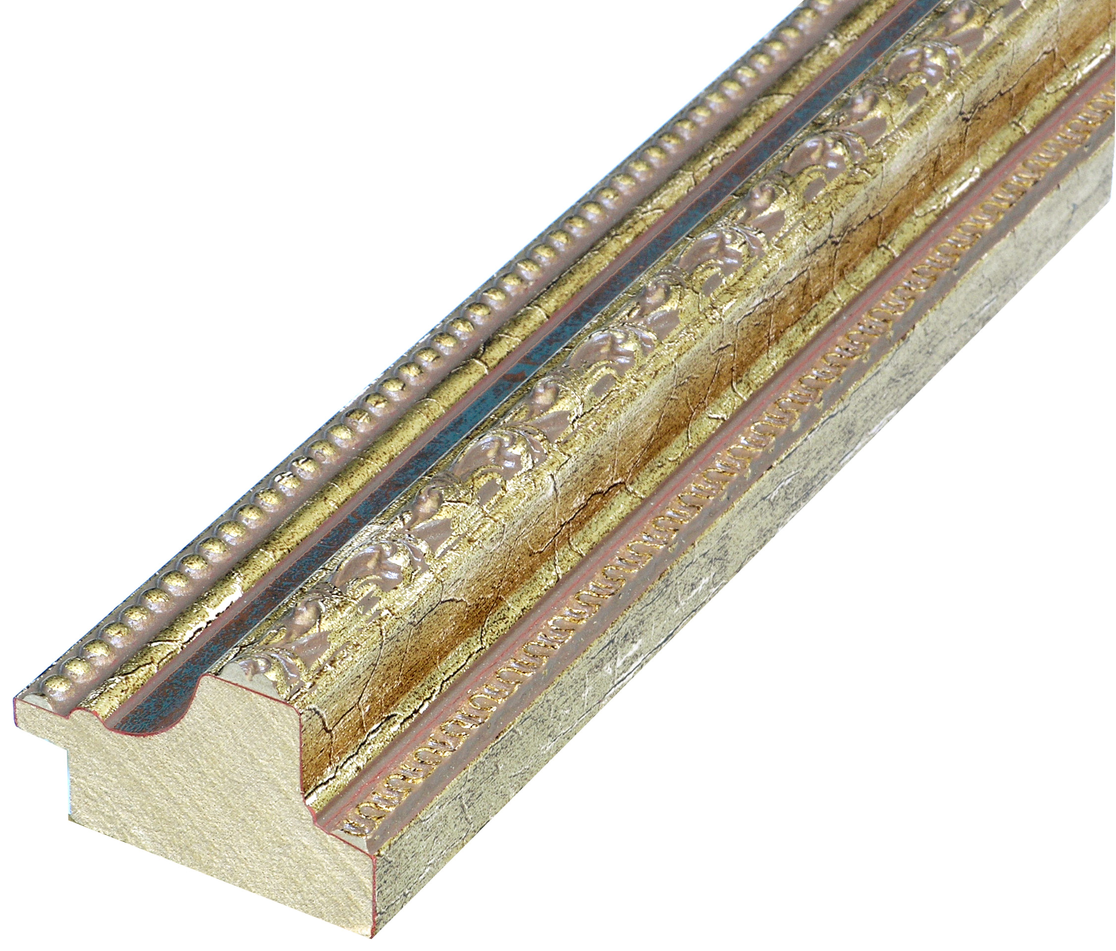 Asta pino giuntato - Larghezza 53mm Altezza 35 - Oro con gola blu