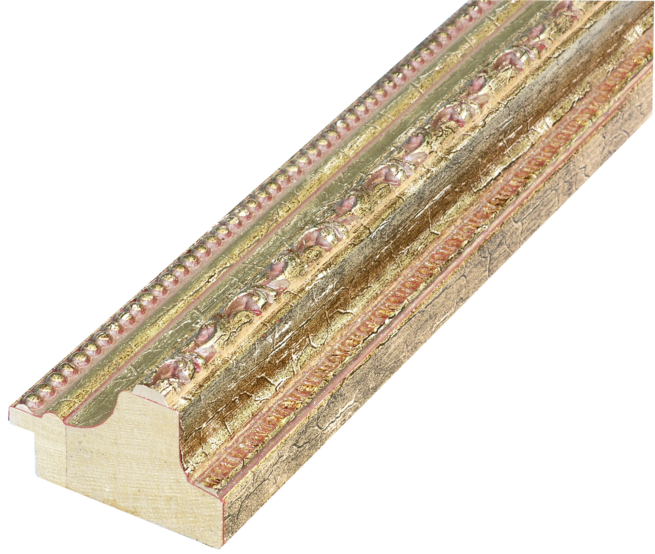 Asta pino giuntato - Larghezza 53mm Altezza 35 - Oro con decorazioni