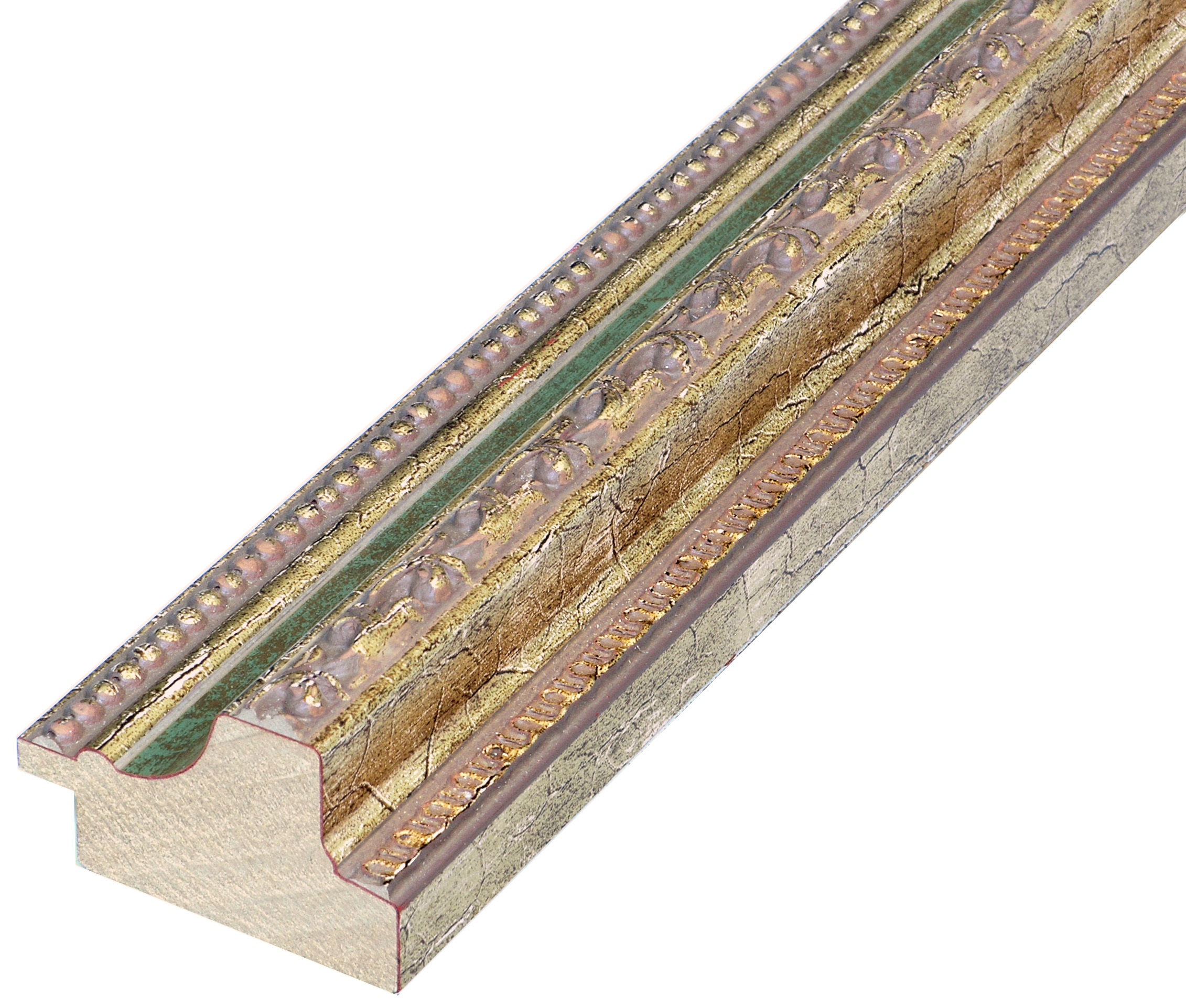 Asta pino giuntato - Larghezza 53mm Altezza 35 - Oro con gola verde