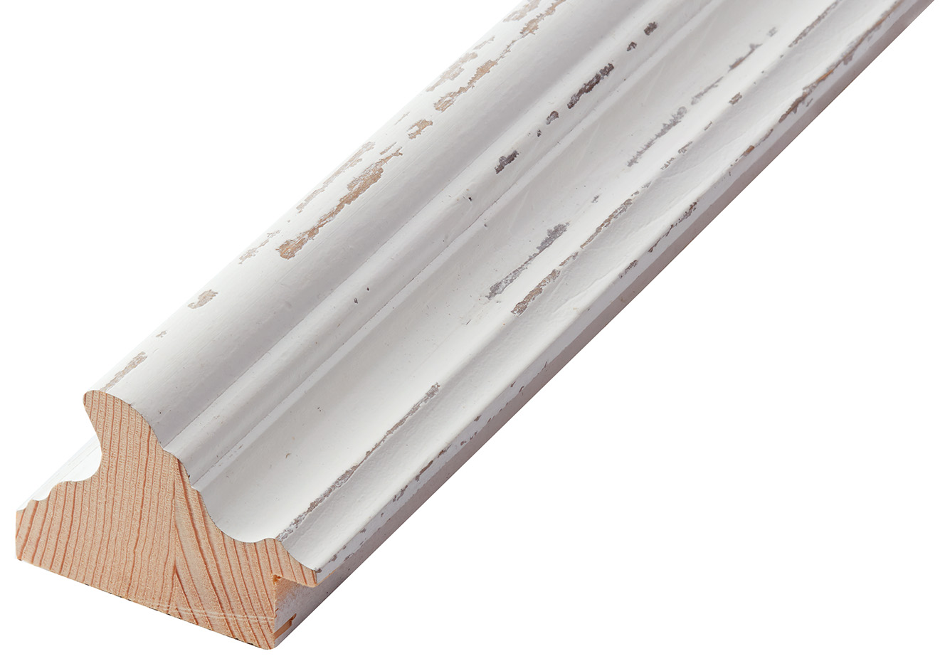 Asta abete giuntato - Larghezza 53mm Altezza 36 - Bianco shabby