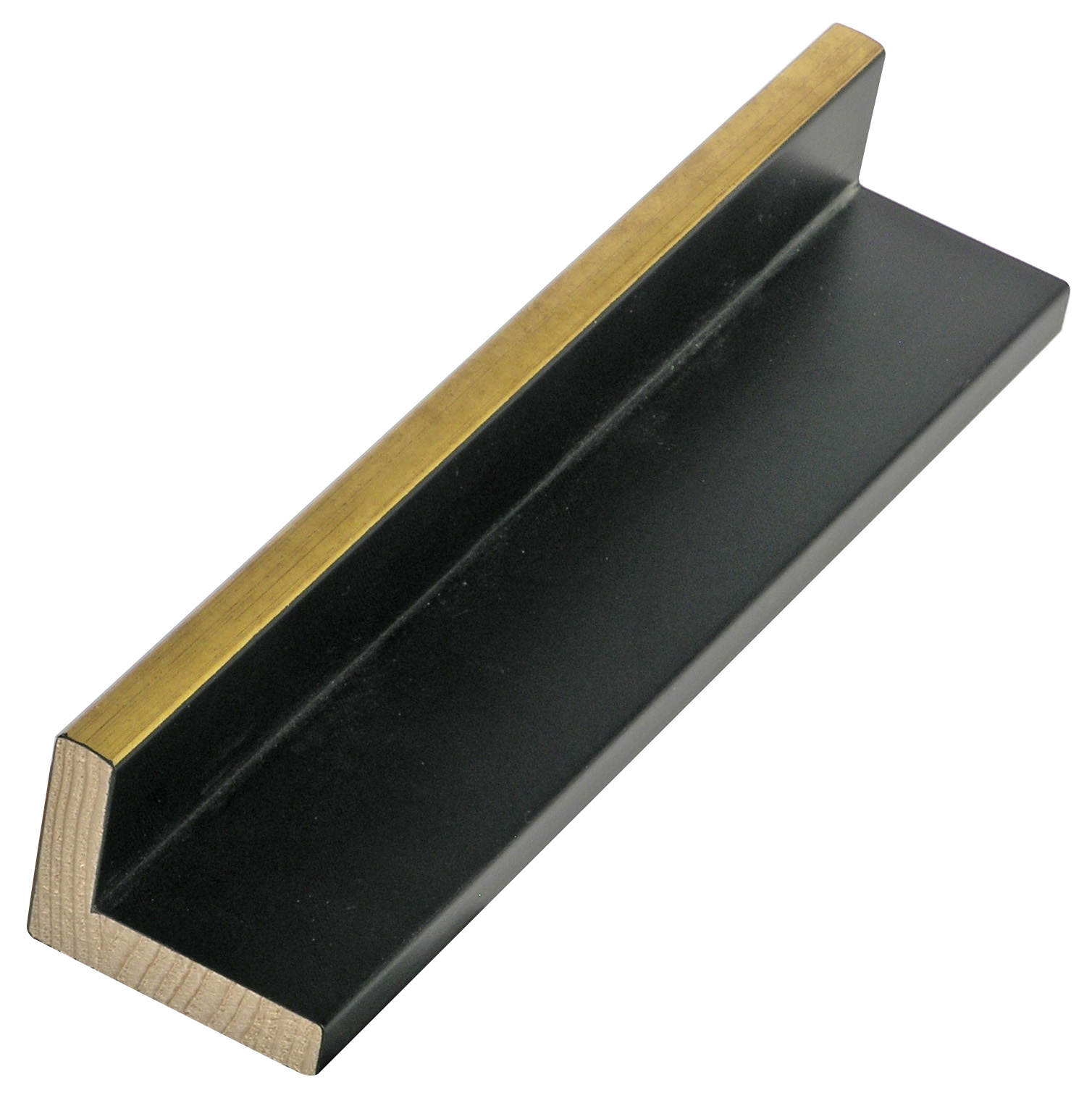 Asta a L - Pino giuntato - Larghezza 44mm Altezza 34 - Nero-Oro